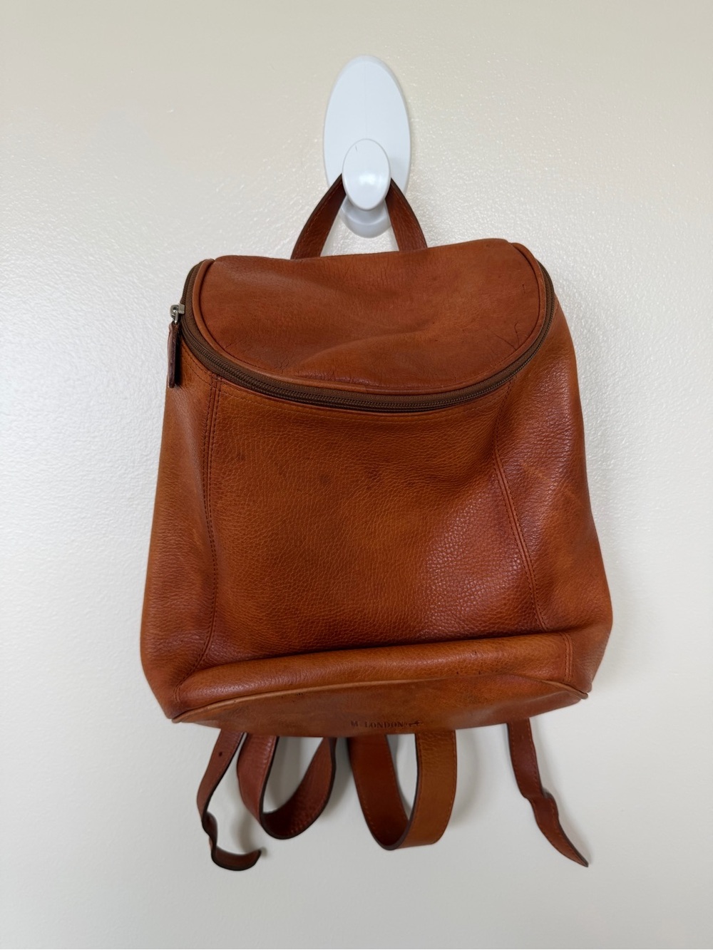 M. LONDON Cognac Leather Backpack